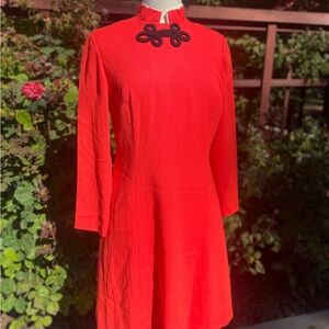 Vintage Orange Dress with Black Accents